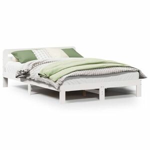vidaXL fehér tömör fenyőfa ágy matrac nélkül 150 x 200 cm kép