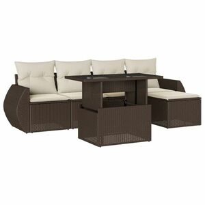 vidaXL 6 részes barna polyrattan kerti ülőgarnitúra párnával kép