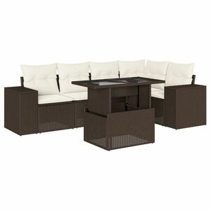 vidaXL 6 részes barna polyrattan kerti ülőgarnitúra párnával kép