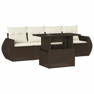 vidaXL 5 részes barna polyrattan kerti ülőgarnitúra párnával kép