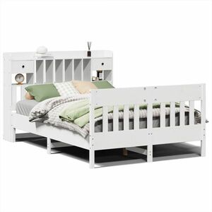 vidaXL fehér tömör fenyőfa ágy matrac nélkül 150 x 200 cm kép