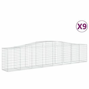 vidaXL 9 db íves horganyzott vas gabion kosár 400x50x80/100 cm kép