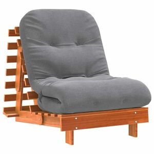 vidaXL viaszbarna tömör fenyőfa futon kanapéágy matraccal 70x206x11 cm kép