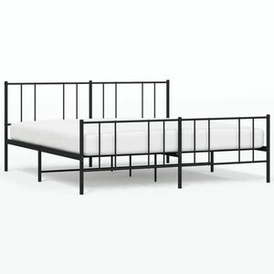 Fekete fém ágykeret fej- és lábtámlával 193 x 203 cm kép