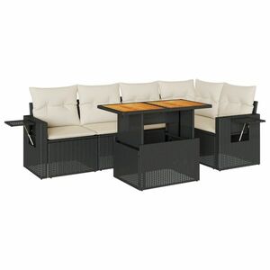 vidaXL 6 részes fekete polyrattan kerti ülőgarnitúra párnákkal kép