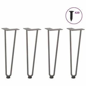 vidaXL hajcsavaros asztallábak 4 db Natural Steel 42 cm tömör acélból kép