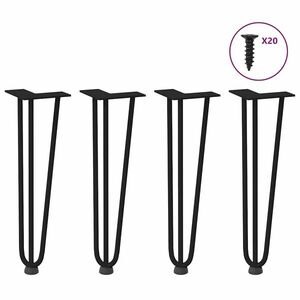 vidaXL hajcsavaros asztallábak 4 db Fekete 42 cm tömör acélból kép