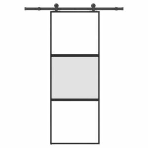 vidaXL tolóajtó vasalatokkal 76x205 cm edzett üveg&Alumínium kép
