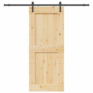 vidaXL tömör fenyőfa tolóajtó fémszerelékszettel 95 x 210 cm kép