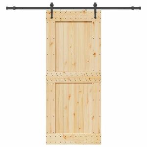 vidaXL tömör fenyőfa tolóajtó fémszerelékszettel 95 x 210 cm kép