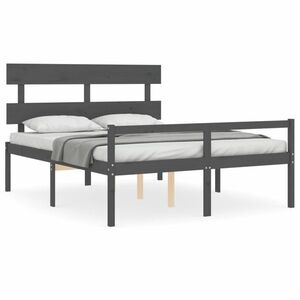vidaXL tömör fa ágy időseknek fejtámlával King Size kép