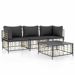 vidaXL 4-részes antracitszürke polyrattan kerti ülőgarnitúra párnákkal kép