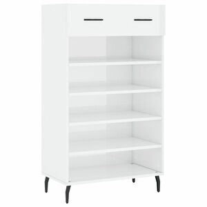 Magasfényű fehér szerelt fa cipőszekrény 60 x 35 x 105 cm kép