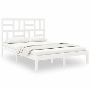 vidaXL Small Double fehér tömör fa ágykeret 120 x 190 cm kép