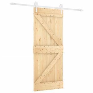 vidaXL tömör fenyőfa tolóajtó fémszerelék szettel 80 x 210 cm kép