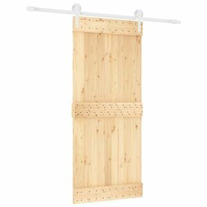 vidaXL tömör fenyőfa tolóajtó fémszerelék szettel 90 x 210 cm kép