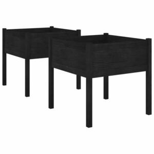 vidaXL fekete tömör fenyőfa kerti virágtartó 70 x 70 x 70 cm kép