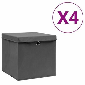 vidaXL 4 db szürke fedeles tárolódoboz 28 x 28 x 28 cm kép