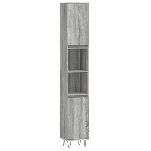 vidaXL szürke sonoma színű szerelt fa fürdőszobaszekrény 30x30x190 cm kép