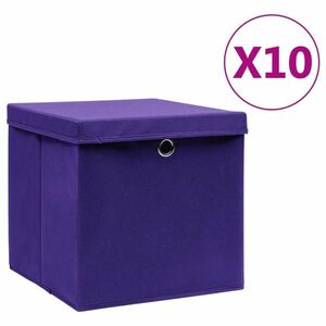 vidaXL 10 db lila fedeles tárolódoboz 28 x 28 x 28 cm kép