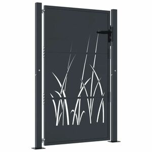 vidaXL antracitszürke fűmintás acél kertkapu 105 x 155 cm kép