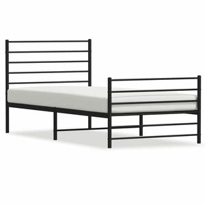 Fekete fém ágykeret fej- és lábtámlával 90 x 190 cm kép