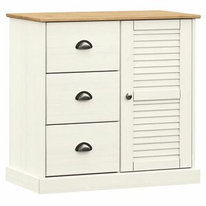 vidaXL VIGO fehér tömör fenyőfa fiókos tálalószekrény 78x40x75 cm kép