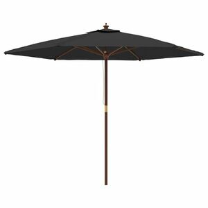 vidaXL fekete kerti napernyő fa rúddal 299 x 240 cm kép
