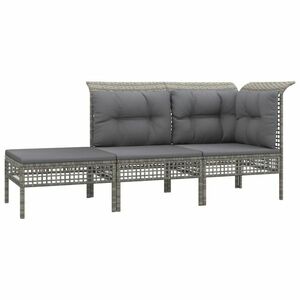 vidaXL 3 részes szürke polyrattan kerti ülőgarnitúra párnákkal kép