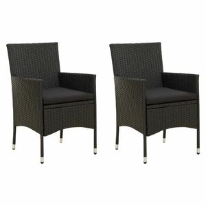 vidaXL 2 db fekete polyrattan kerti szék párnával kép