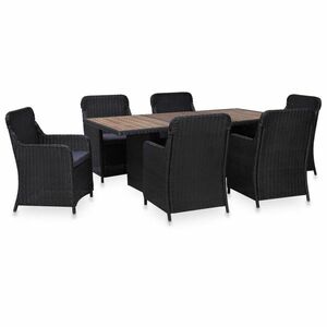 vidaXL polyrattan kültéri étkezőgarnitúra fekete kép