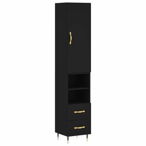 vidaXL fekete szerelt fa magasszekrény 34, 5 x 34 x 180 cm kép