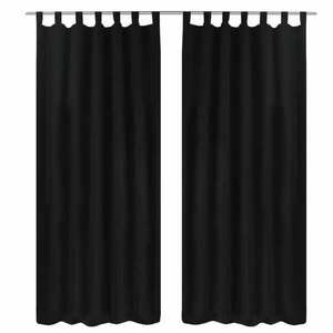 vidaXL 2 db fekete mikroszatén függöny karikákkal 140 x 245 cm kép