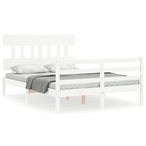 vidaXL fehér tömör fa ágykeret fejtámlával 120 x 200 cm kép
