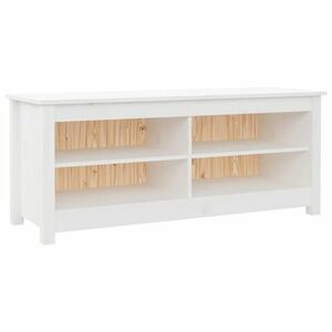 vidaXL fehér tömör fenyőfa cipőtároló pad 110 x 38 x 45, 5 cm kép