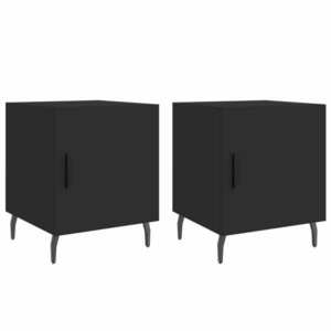 vidaXL 2 db fekete szerelt fa éjjeliszekrény 40 x 40 x 50 cm kép