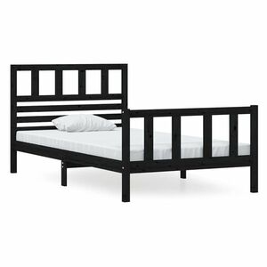 vidaXL fekete tömör fa ágykeret 100 x 200 cm kép