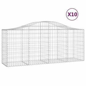 vidaXL 10 db íves horganyzott vas gabion kosár 200x50x80/100 cm kép