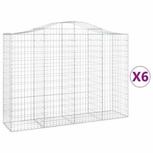 vidaXL 6 db íves horganyzott vas gabion kosár 200x50x140/160 cm kép