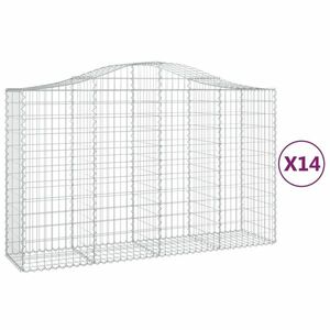 vidaXL 14 db íves horganyzott vas gabion kosár 200x50x120/140 cm kép