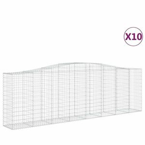 vidaXL 10 db íves horganyzott vas gabion kosár 400x50x120/140 cm kép