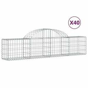 vidaXL 40 db íves horganyzott vas gabion kosár 200x30x40/60 cm kép