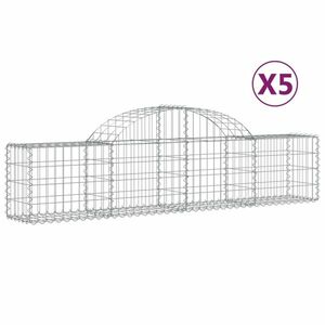 vidaXL 5 db íves horganyzott vas gabion kosár 200x30x40/60 cm kép