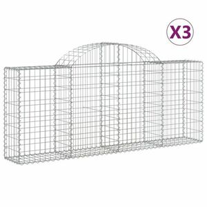 vidaXL 3 db íves horganyzott vas gabion kosár 200x30x80/100 cm kép