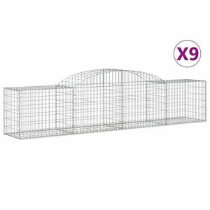 vidaXL 9 db íves horganyzott vas gabion kosár 300x50x60/80 cm kép