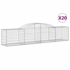 vidaXL 20 db íves horganyzott vas gabion kosár 300x50x60/80 cm kép