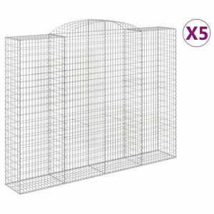 vidaXL 5 db íves horganyzott vas gabion kosár 300x50x220/240 cm kép
