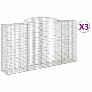 vidaXL 3 db íves horganyzott vas gabion kosár 300x50x160/180 cm kép
