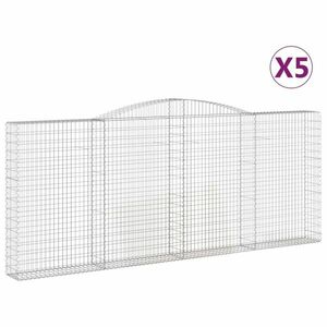 vidaXL 5 db íves horganyzott vas gabion kosár 400x30x160/180 cm kép