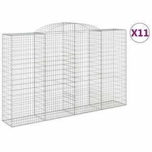 vidaXL 11 db íves horganyzott vas gabion kosár 300x50x180/200 cm kép